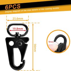 Alternative view of 6 Pack Paracord Lanyard Accessories 3/4" Rifle Sling Clips Metal Swivel Snap Hook Keychain Carabiner Key Chain for Keyrings (Black)