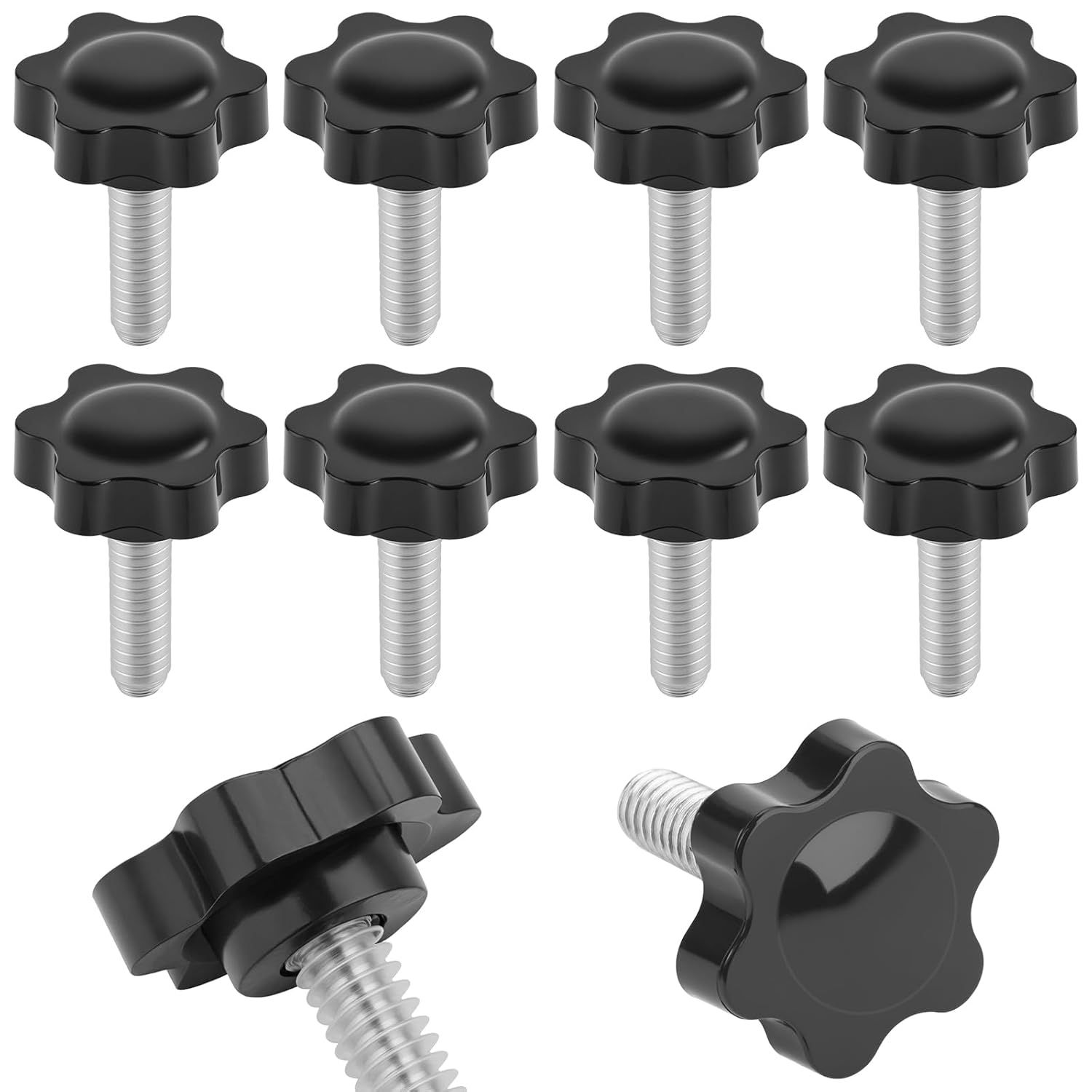 1/4-20 Black Star Knobs, Pack of 10 1 1/4-20 Black Star Knobs, Pack of 10