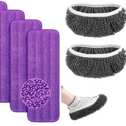 Reusable Power Mop Refills Pads Compatible with Swiffer PowerMop Mop 4 Pack & Reusable Wet Pads Refill Compatible with Swiffer Sweeper Mop 4 Pack (Mop is not Included)