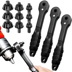 2-in-1 Drill Chuck Ratchet Spanner with 3 Magnetic Heads