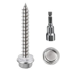 #10 x 1-1/4 Self-Tapping Wood Screws 410 Stainless Steel Hex 200pc