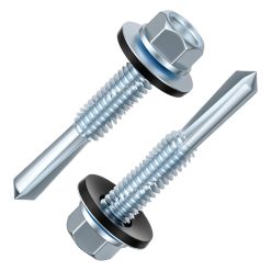 Extended hexagonal self-tapping screws with rubber washers 300pc