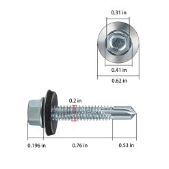 Alternative view of Extended hexagonal self-tapping screws with rubber washers 300pc