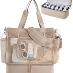 Sandproof mesh beach tote with cooler pocket