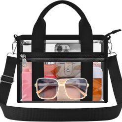 Clear Tote Bag for Women, Transparent PVC Top Handle Handbag with Shoulder Strap, Durable Clear Bag for Daily e, Events | Stadium Approved