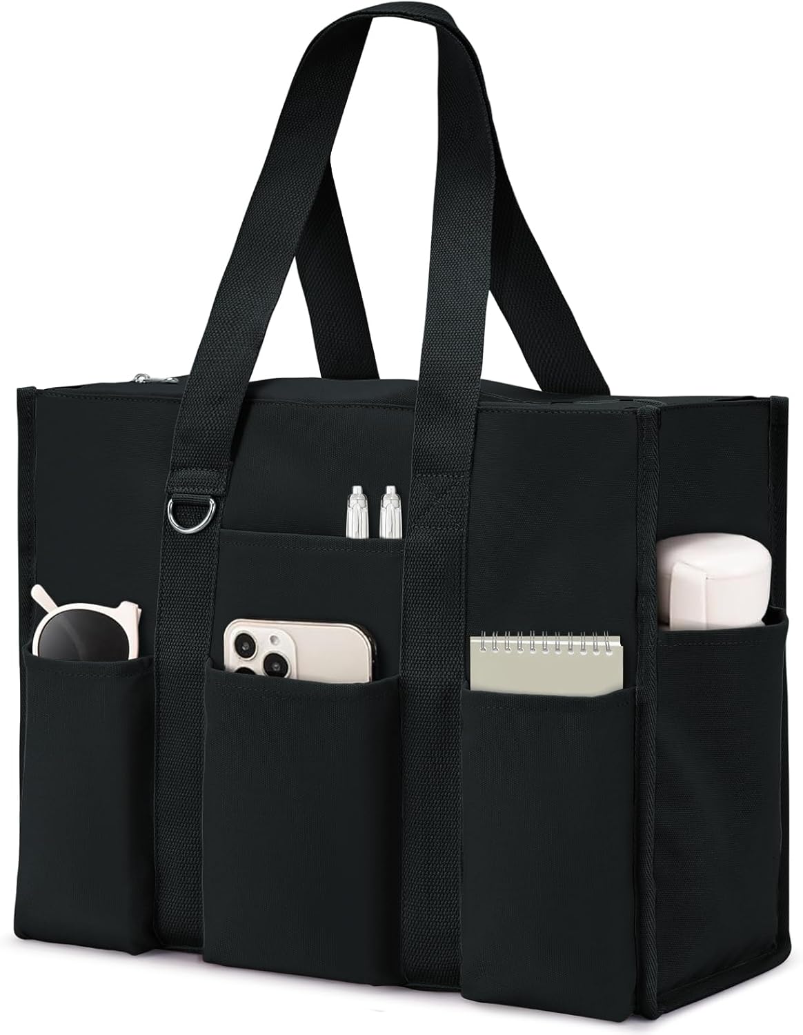 Large Tote Bag for Women Waterproof with 12 Pockets Top Zipper Closure Utility Teacher Nurse Bags for Work School 1 Large Tote Bag for Women Waterproof with 12 Pockets Top Zipper Closure Utility Teacher Nurse Bags for Work School