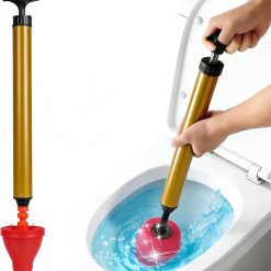 High-pressure toilet plunger with air drain auger