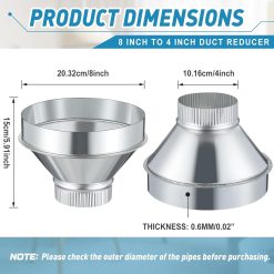 Alternative view of 8 to 4 Inch Duct Reducer Galvanized Steel