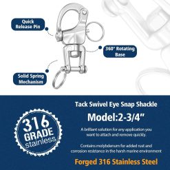 316 Stainless Steel Swivel Snap Shackle 70mm 8 V1258 DP02 F 925 02