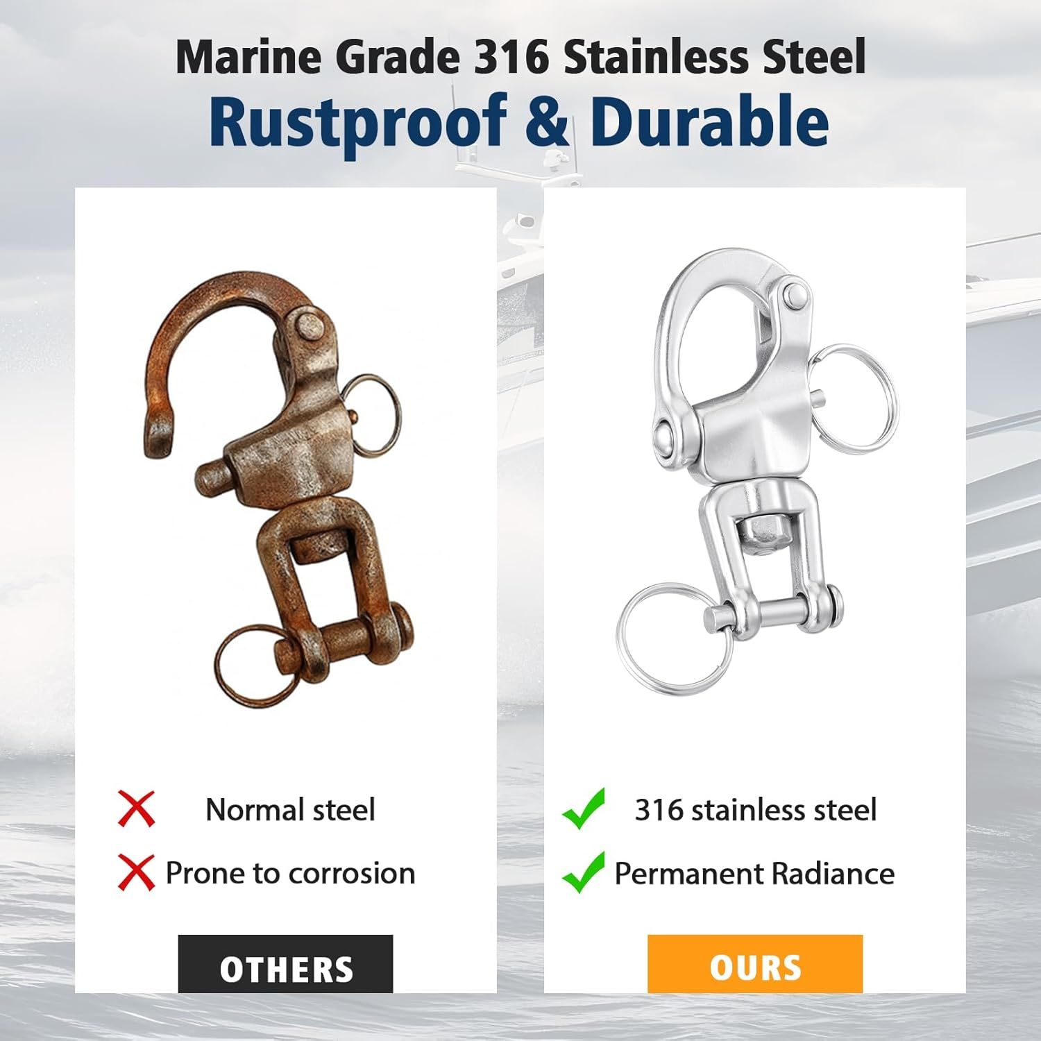 316 Stainless Steel Swivel Snap Shackle 70mm 5 316 Stainless Steel Swivel Snap Shackle 70mm - Image 5