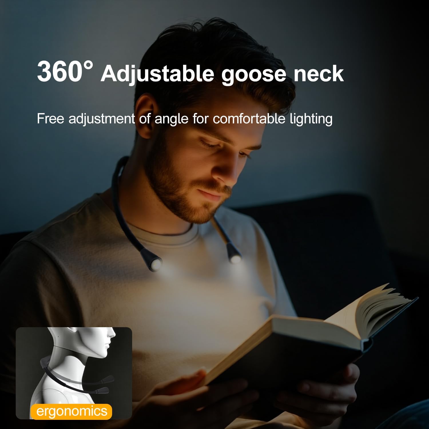 LED Rechargeable Neck Reading Light with 3 Color Temperatures 7 LED Rechargeable Neck Reading Light with 3 Color Temperatures - Image 7