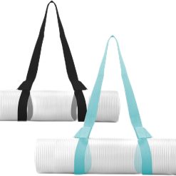 Yoga Mat Strap Carrier, Adjustable Sling, 2 Pack Black + Turquoise