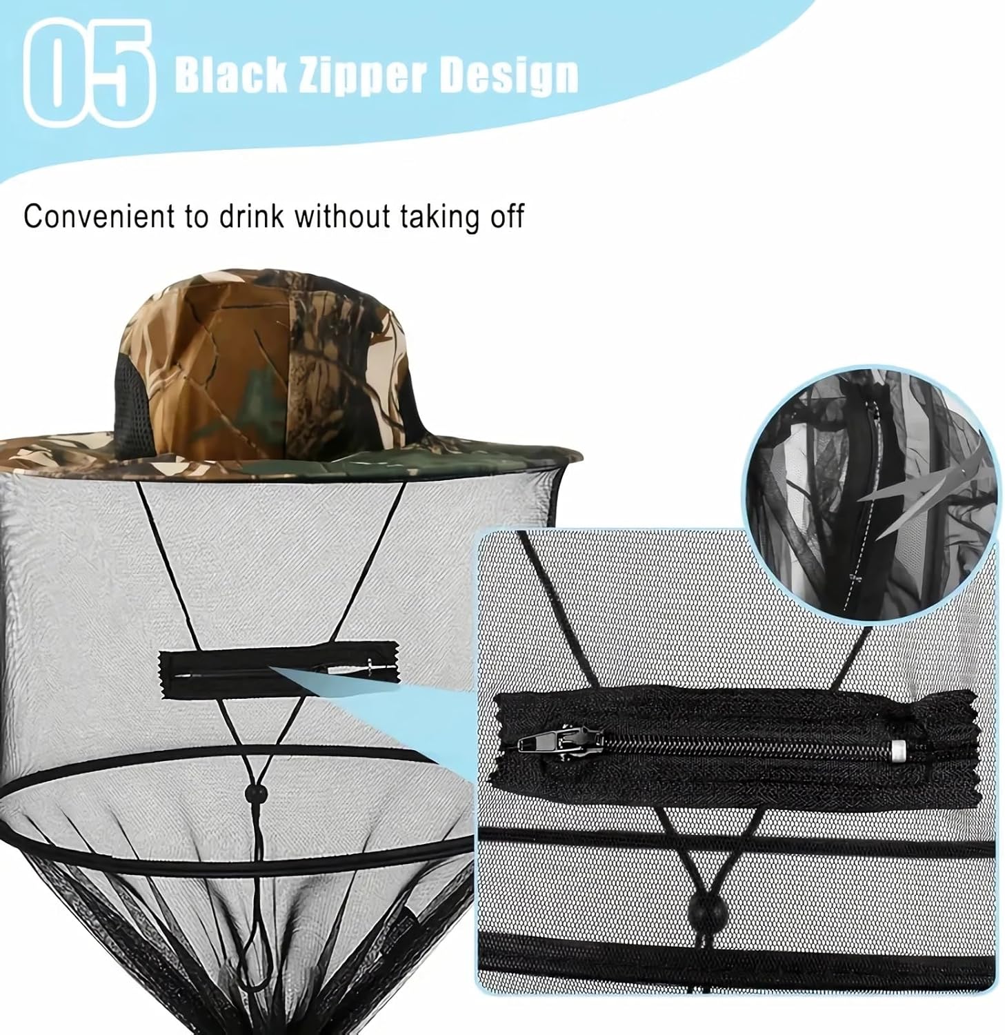 Anti-mosquito mesh fishing cap with removable net 4 Anti-mosquito mesh fishing cap with removable net - Image 4