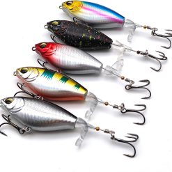 Top Water Fishing Lures with Propeller Tail, 5 Piece Set