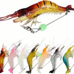 7-Piece Soft Shrimp Lure Set with Luminous Hooks