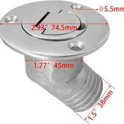 Alternative view of 1-1/2" boat gas deck fill with keyless cap, 316 stainless