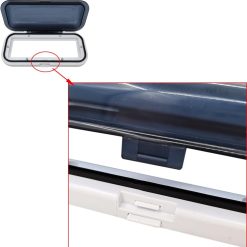 Alternative view of Water Resistant Marine Stereo Cover - Smoke Colored Heavy Duty Boat Radio Protector Shield with Flip-up Door & Spring Loaded Release Mounting Gasket Included,White