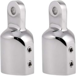 316 Stainless Steel Heavy Duty Fitting Bimini Top Cap Fits 1" (25.4mm) OD Round Tube External Eye End with Two Screws for Boat Covers Marine Hardware(2pcs)