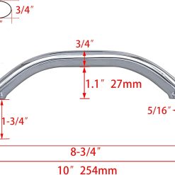 316 Stainless Steel Grab Handle Oval Tube Bar 8-3/4'' Marine 9 V1259 DP01 A 1302 202603302100 02