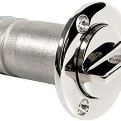 1" Boat Fuel Deck Fill with Keyless Cap and Marine Mirror - 316 Stainless Steel