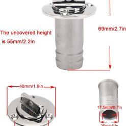 Alternative view of 1" Boat Fuel Deck Fill with Keyless Cap and Marine Mirror - 316 Stainless Steel