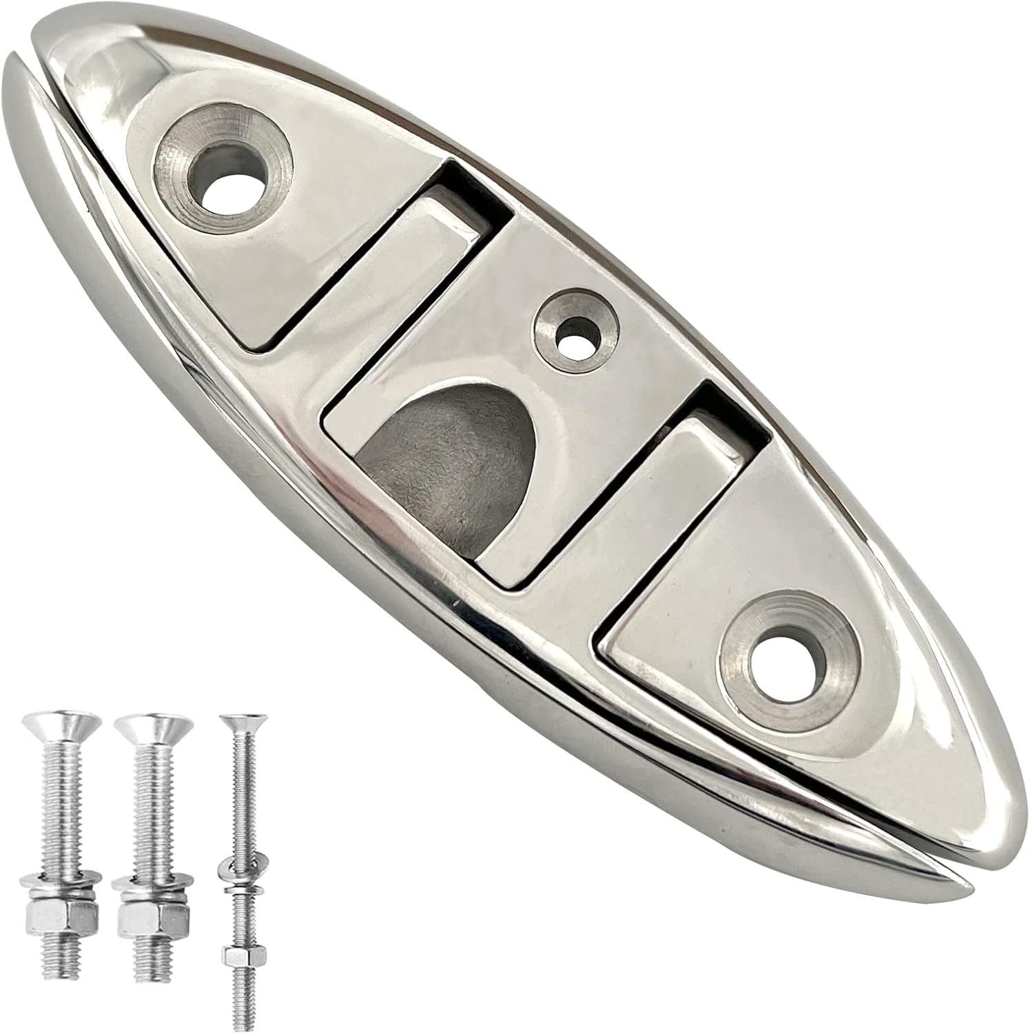 Folding boat cleat 6" flip-up 316 stainless steel 1 Folding boat cleat 6" flip-up 316 stainless steel