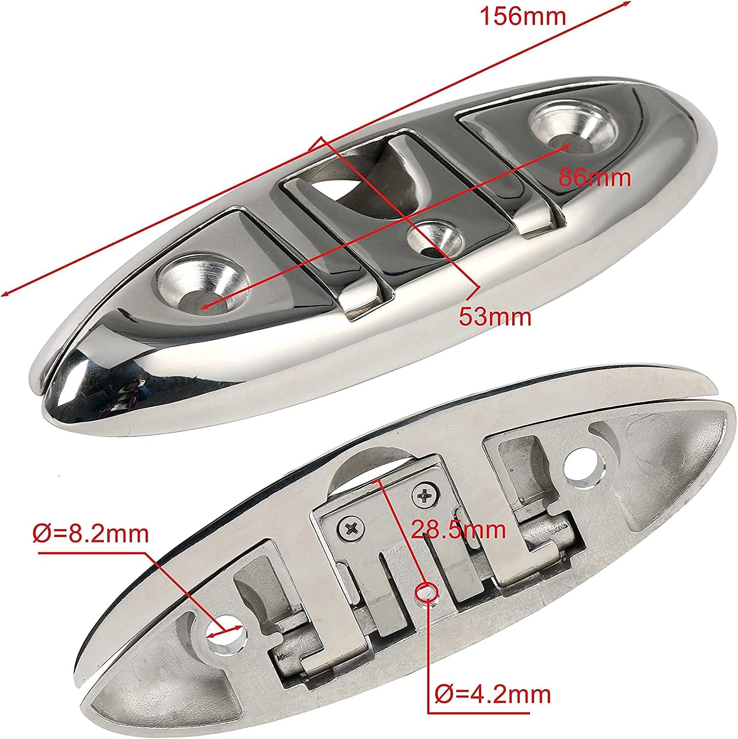 Folding boat cleat 6" flip-up 316 stainless steel 3 Folding boat cleat 6" flip-up 316 stainless steel - Image 3
