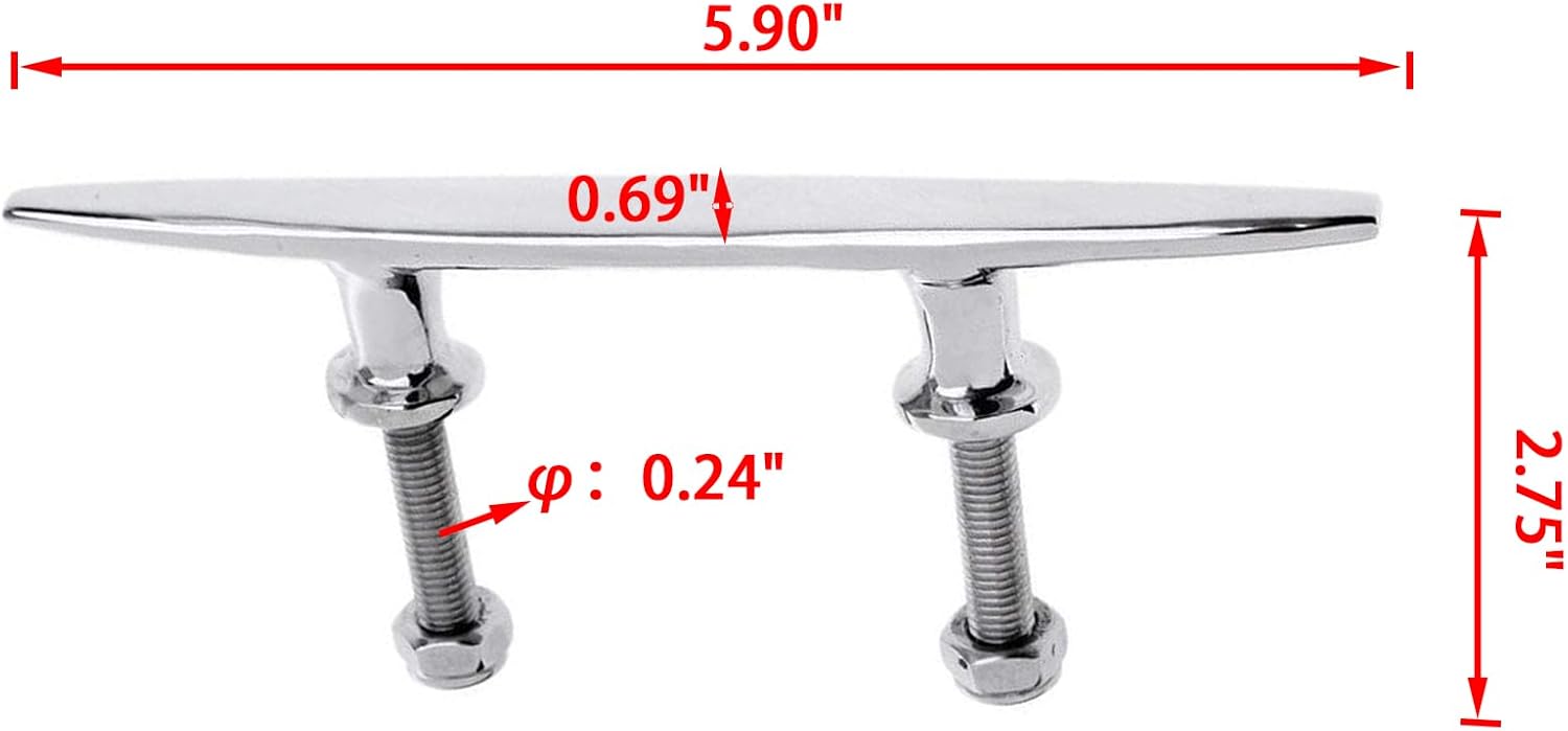 Boat Cleat Open Base 316 Stainless Steel 6" 3 Boat Cleat Open Base 316 Stainless Steel 6" - Image 3