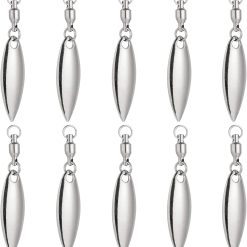 Spinner Blades with Ball Bearing Swivels #3.5 Willow, Silver, 10 Pack