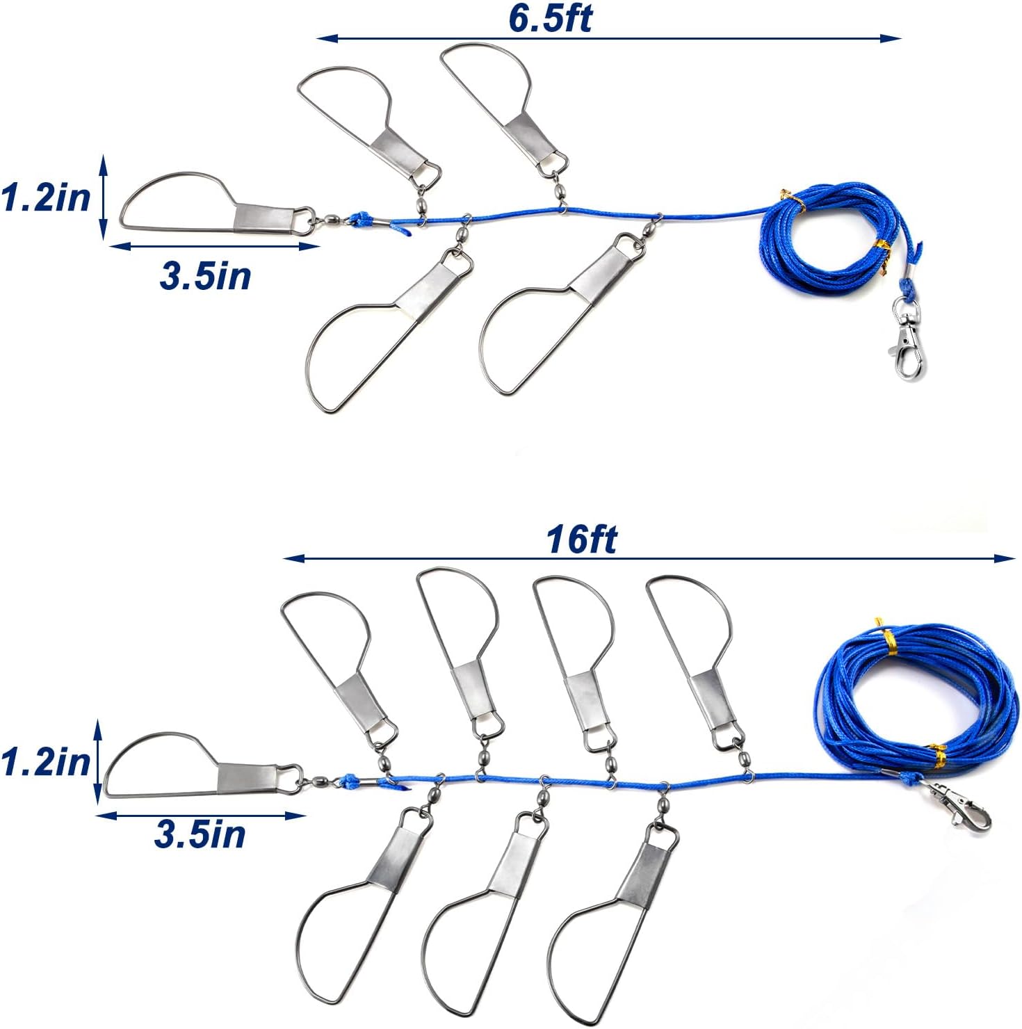 Fish stringer 16ft with 8 stainless steel snaps and ground pillar 2 Fish stringer 16ft with 8 stainless steel snaps and ground pillar - Image 2