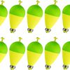 Fishing bobbers snap-on EVA foam 10 pack yellow green