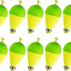 Fishing bobbers snap-on EVA foam 10 pack yellow green