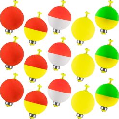 Fishing Bobbers Floats 15-Pack, Weighted EVA Foam Snap-on