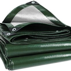 120GSM Tarpaulin Waterproof Heavy Duty, 6.6 x 9.8 Ft Large Green Rainproof Tarp UV/Tear Resistant PE Tarpaulin Sheet Tent with Reinforced Eyelets, Cover for Pool, Caravan, Garden Furniture
