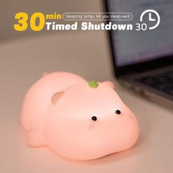 Alternative view of Silicone Night Light, Kids Night Light, Cute Hippo Design, Rechargeable, Pink