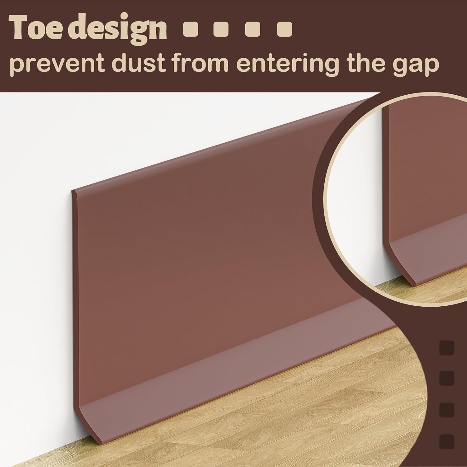 Vinyl Wall Base Moulding 4 inch x 20 feet Self-Adhesive Brown 3 Vinyl Wall Base Moulding 4 inch x 20 feet Self-Adhesive Brown - Image 3
