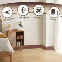 Vinyl Wall Base Moulding 4 inch x 20 feet Self-Adhesive Brown 10 V1259 DP01 A 2223 202604021810 03
