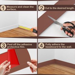 Vinyl Wall Base Moulding 4 inch x 20 feet Self-Adhesive Brown 12 V1259 DP01 A 2223 202604021810 05