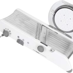 Multifunctional Manual Vegetable Cutter Stainless Steel Food Grater Slicing Kitchen Tool Accessories with Non-Slip Handle Safety Pusher for Shredded Sliced Wavy Cuts Easy to and Store