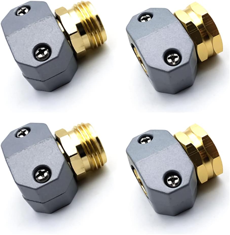 4 Pack Heavy Duty Garden Hose Repair Fittings, Aluminum Mender Female Male Hose Repair Coupler Connector with Clamp, Fits All 3/4 Inch or 5/8 Inch Garden Hose 1 4 Pack Heavy Duty Garden Hose Repair Fittings, Aluminum Mender Female Male Hose Repair Coupler Connector with Clamp, Fits All 3/4 Inch or 5/8 Inch Garden Hose