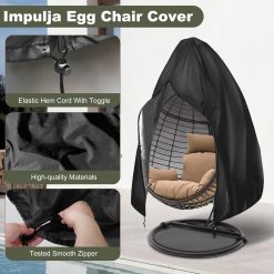Alternative view of 【2025 Upgrade】420D Patio Egg Chair Cover with Zipper,Outdoor Hanging Egg Chair Cover,UV Resistant,Windproof Heavy Duty,Wicker Egg Swing Chair Covers,Fits Single Seat Egg Chair,75" x 45",Black