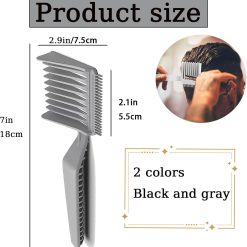 Alternative view of 2pcs Blend Friend Curved Positioning Fade Comb, Professional Heat Resistant Cutting Comb for Men Salon Hairdresser Clipper Cuts Tools (Black and Grey)