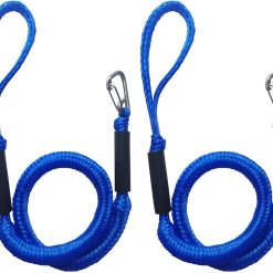 Boat bungee dock lines with buckles, blue, 2-piece