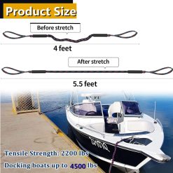Alternative view of Boat bungee dock lines with buckles, blue, 2-piece