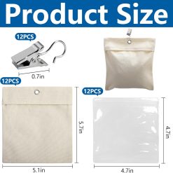 Alternative view of 12 Pack Outdoor Curtain Weight Bags, Patio Curtain Sandbag with Sealed Bags and Clips, Reusable Drapery Weighted Bags for Home Outdoor Pergola Gazebo Front Porch (Beige)