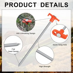 Heavy Duty Tent Pegs 10 Pack 200mm Metal Stakes 9 V1259 DP01 A 3486 202604030745 02