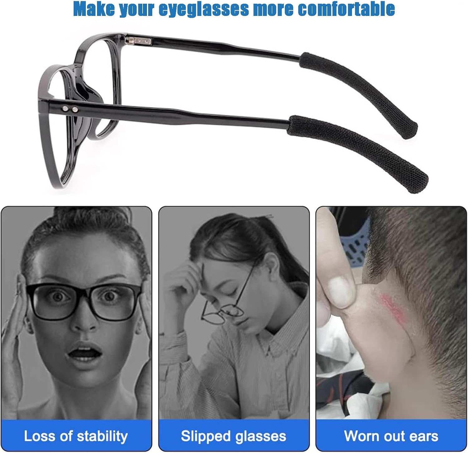 4 Pairs Soft Cotton Glasses Ear Grips – Anti-Slip, Pain Relief Ear Cushions for All-Day Wear | Universal Fit for Reading/Sunglasses/Sport, Lightweight & Washable 3 4 Pairs Soft Cotton Glasses Ear Grips – Anti-Slip, Pain Relief Ear Cushions for All-Day Wear | Universal Fit for Reading/Sunglasses/Sport, Lightweight & Washable - Image 3