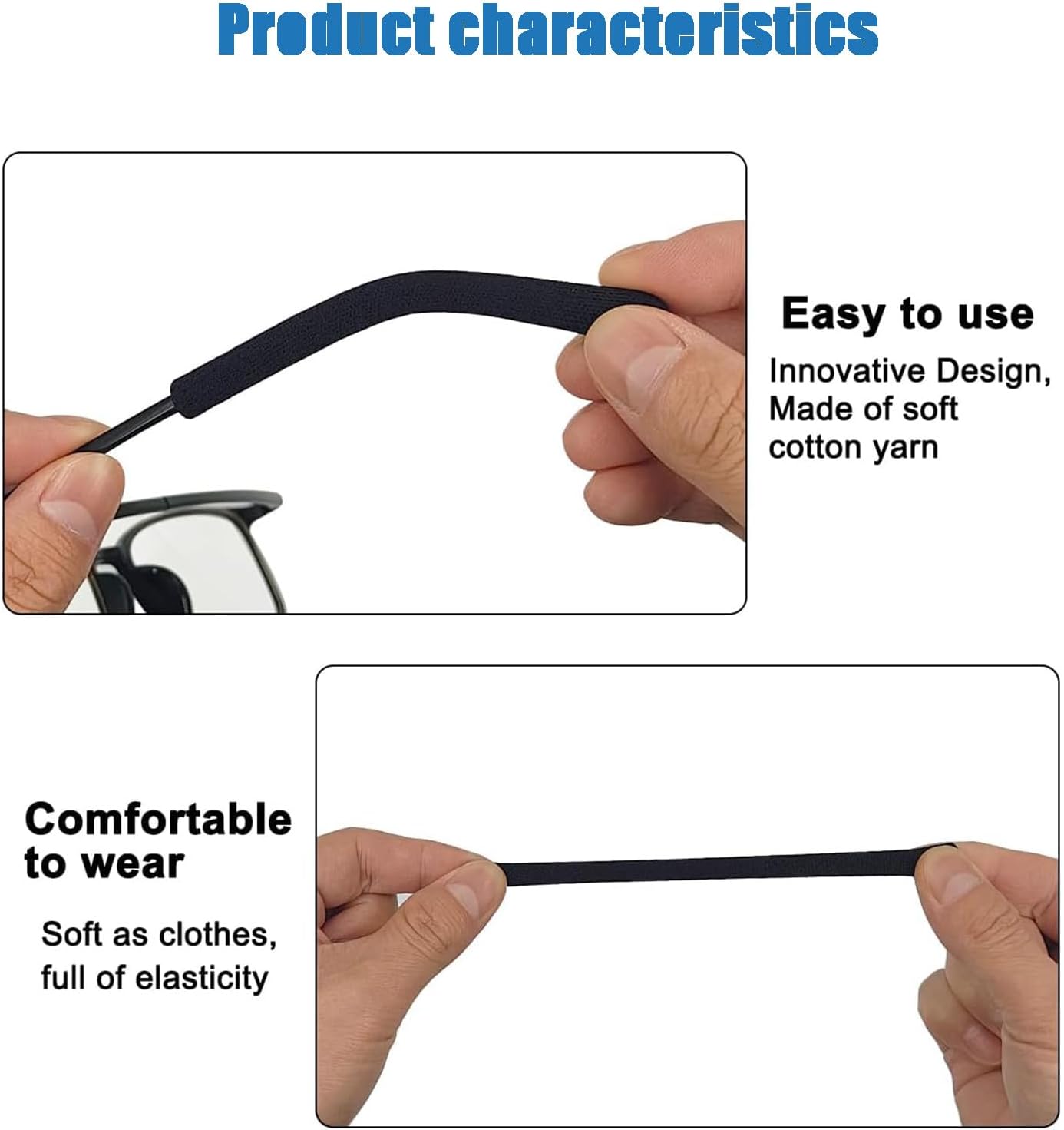 4 Pairs Soft Cotton Glasses Ear Grips – Anti-Slip, Pain Relief Ear Cushions for All-Day Wear | Universal Fit for Reading/Sunglasses/Sport, Lightweight & Washable 4 4 Pairs Soft Cotton Glasses Ear Grips – Anti-Slip, Pain Relief Ear Cushions for All-Day Wear | Universal Fit for Reading/Sunglasses/Sport, Lightweight & Washable - Image 4