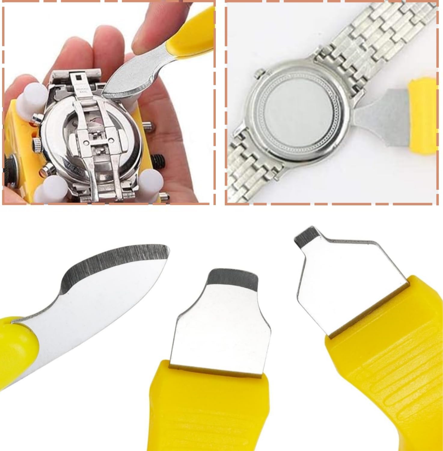 3pcs Watch Back Case Remover Tool Kit ,2 in 1 Watch Back Case Cover Opener Knife & Watch Battery Change Remover Replacement for Watchmakers Repair Tool Fix Tool Set. (Orange color) 5 3pcs Watch Back Case Remover Tool Kit ,2 in 1 Watch Back Case Cover Opener Knife & Watch Battery Change Remover Replacement for Watchmakers Repair Tool Fix Tool Set. (Orange color) - Image 5