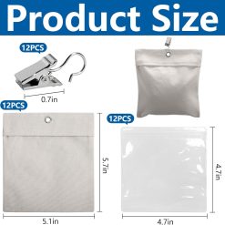 Alternative view of 12 Pack Outdoor Curtain Weights Bag, Patio Curtain Sandbag with Sealed Bags and Clips, Reusable Drapery Weighted Bags for Home Outdoor Pergola Gazebo Front Porch (Grey)